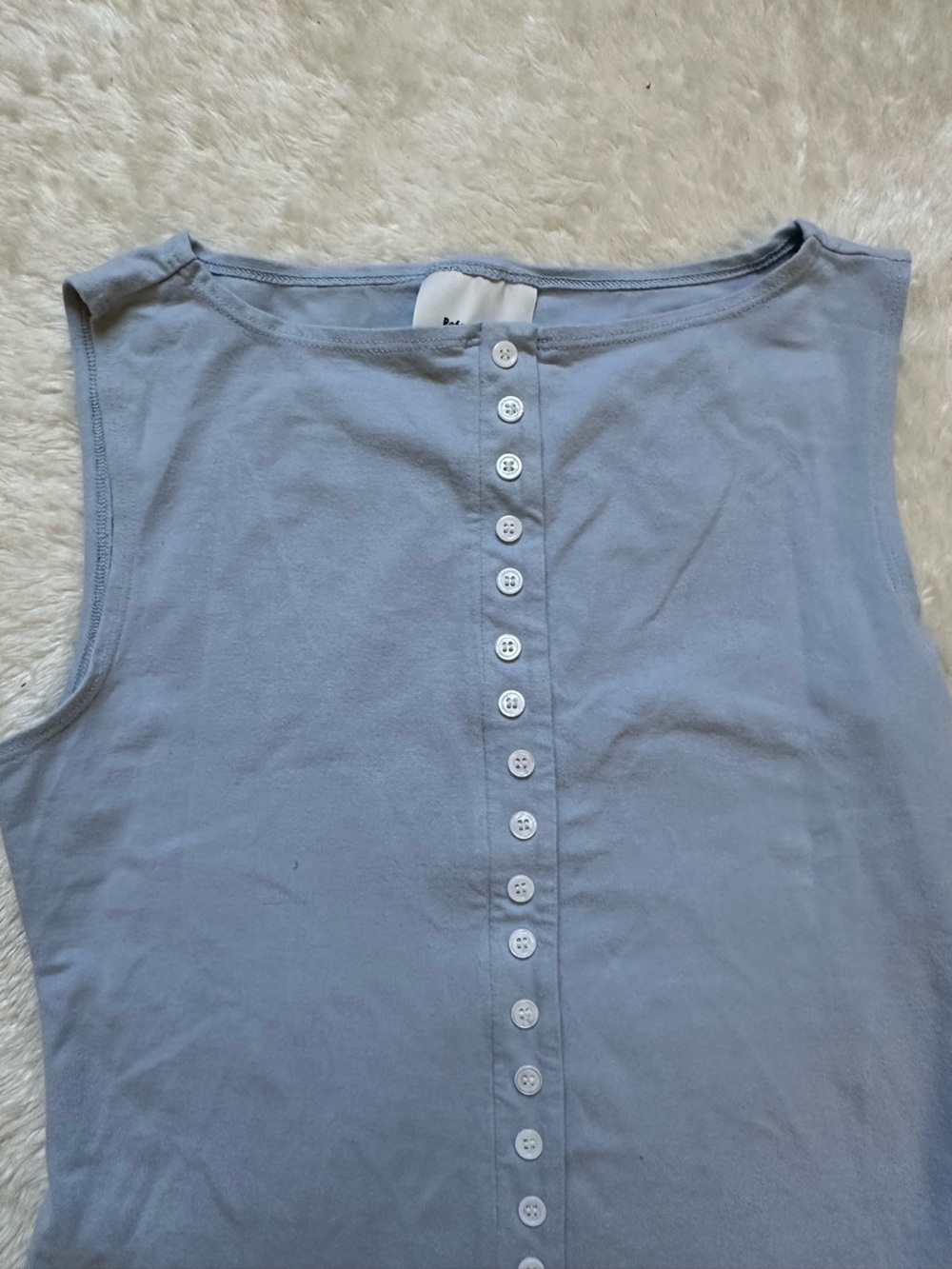 Reformation Light Blue Button Tank Top - Picture 2 of 3